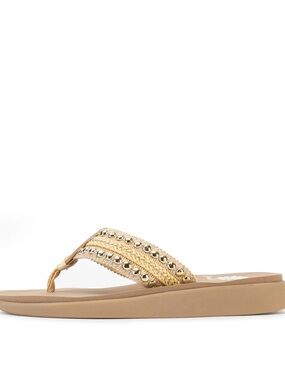 YELLOW BOX GENEVIA NATURAL FLIP FLOP SANDAL MEDIUM WIDTH NEW IN BOX